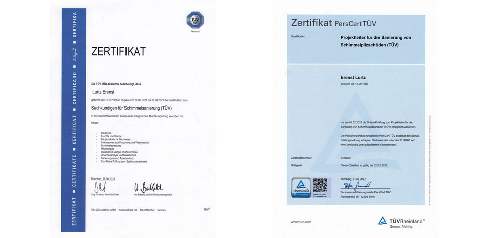 Schimmel-Zertifikate Maler Partner GmbH Kaufbeuren Füssen Marktoberdorf Germaringen